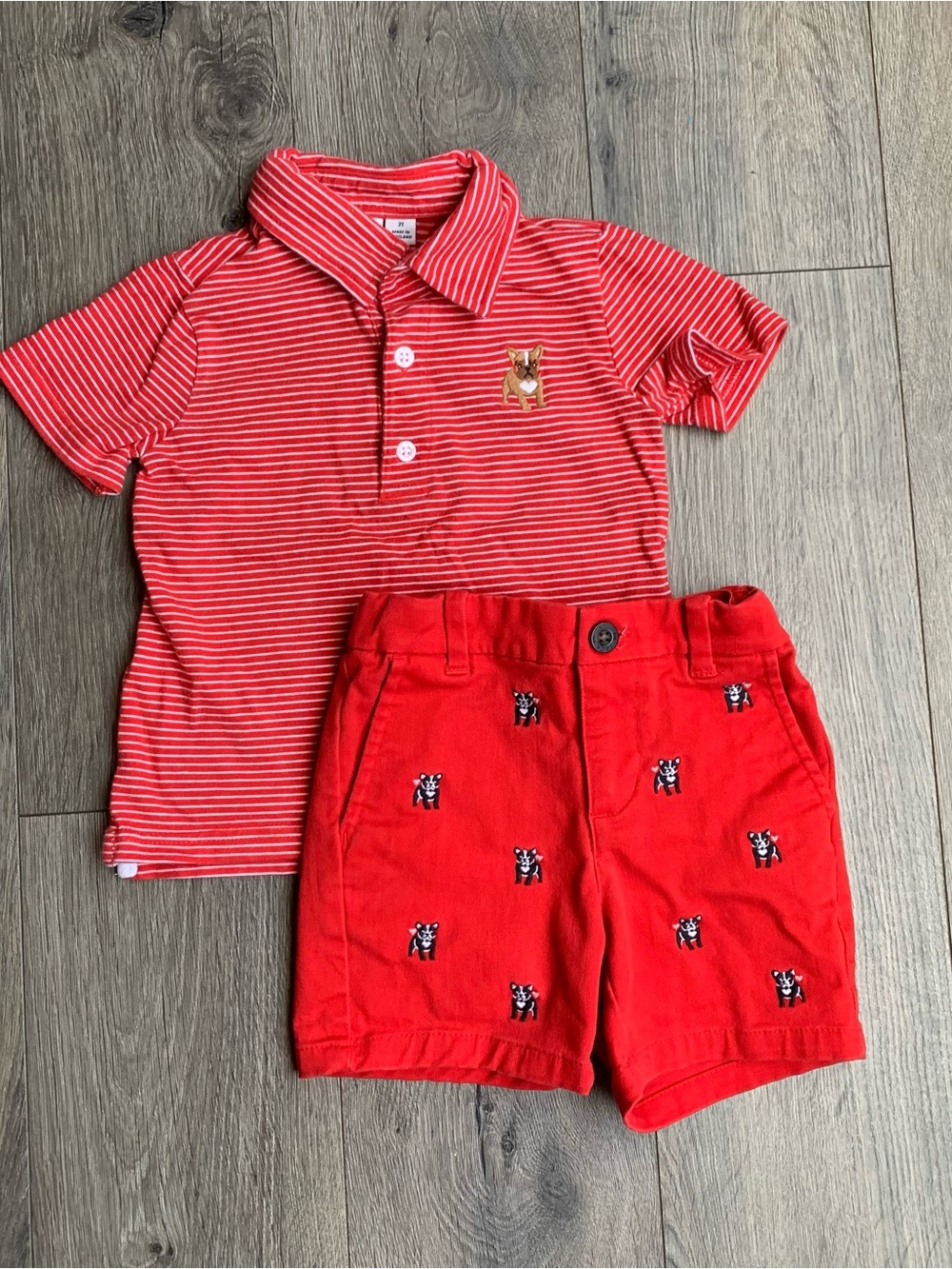 Toddler Boy Red Striped Polo Shirt with Matching Shorts - Janie and Jack